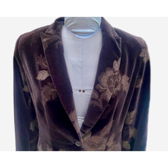 Bill Burns Signature Brown Velveteen 2-Piece Pantsuit w/Floral Design Sz. 10/12 - Picture 3 of 11
